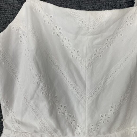 Three Pink Hearts Sundress Women Small NWT Fit & Flare White Eyelet Back Keyhole - Picture 3 of 12